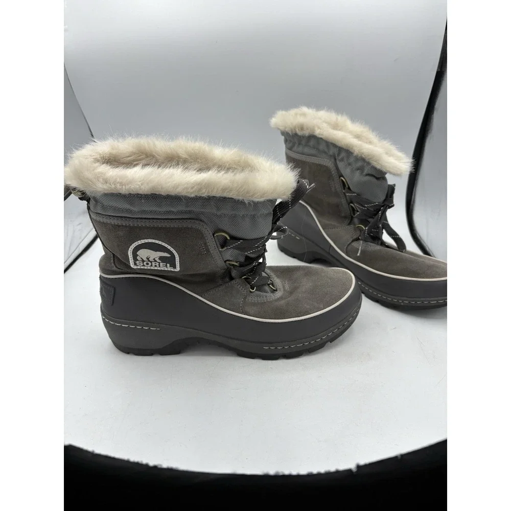 Sorel Snow Boots Womens Size 9.5 Tivoli III 3 Short Winter Leather Quarry Gray